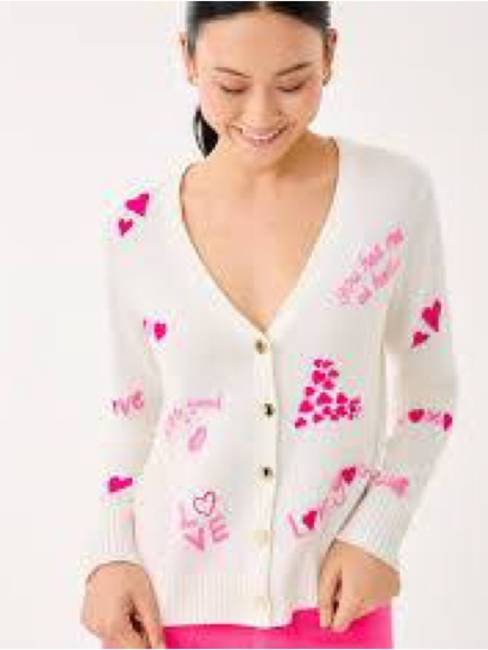 BNWT Lilly Pulitzer Valentine’s Day Tippery Cardigan XXS “coconut” color
